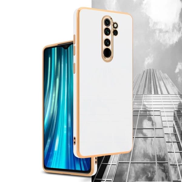 Fodral för Xiaomi RedMi NOTE 8 PRO Glansig Vit - Guld med skydd för kamera Vit