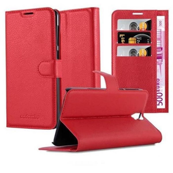 HTC ONE E9 Fodral i CHERRY RED från Cadorabo Helt skyddsfodral med Flip Flip och praktiskt horisontellt stativ i