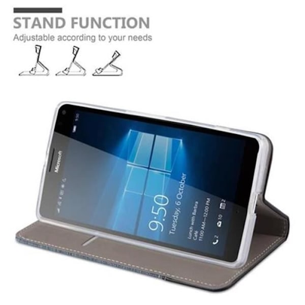 Nokia Lumia 950 XL Fodral i MÖRKBLÅ SVART från Cadorabo (TYG-LÄDERDESIGN) Helt skyddsfodral med flipskydd mörkblå svart