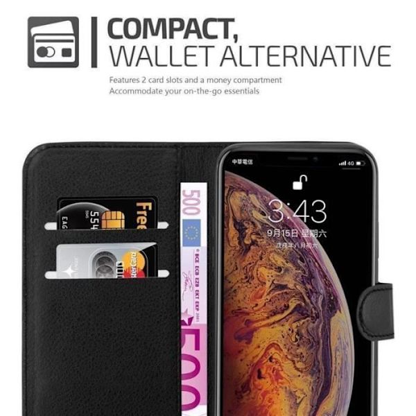 Fodral - CADORABO - iPhone XS MAX - Imiterat läder - Stativfunktion - 3 kortfack Svart