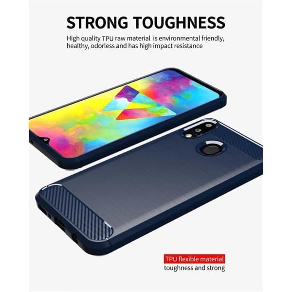 Skal för Samsung Galaxy A10e / A20e BORSTAD BLÅ Kolfiberdesign Blå
