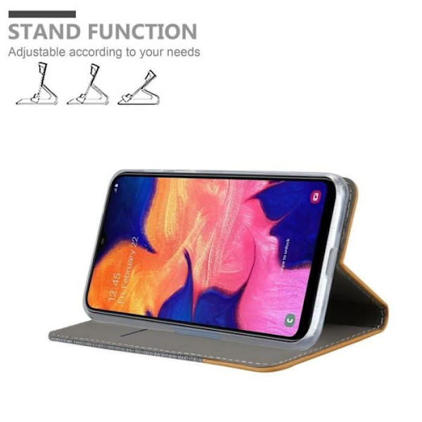 Coque - CADORABO - Samsung Galaxy A10 - Similicuir - Design Jeans - Magnetisk Stängning Grå