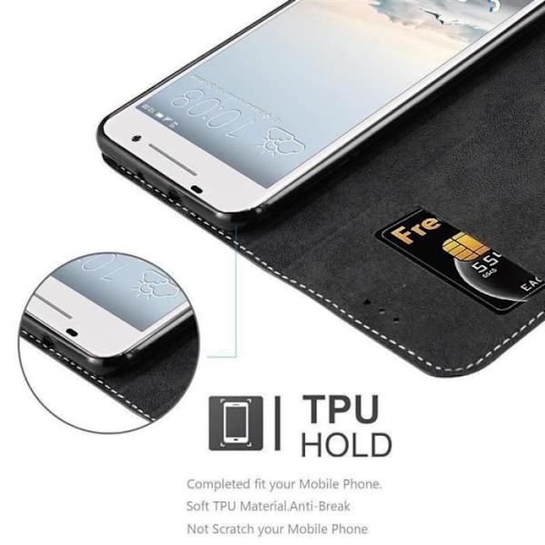 Plånboksfodral - CADORABO - HTC One A9 - Läderimitation - Brun - Osynlig magnetisk stängning kastanj