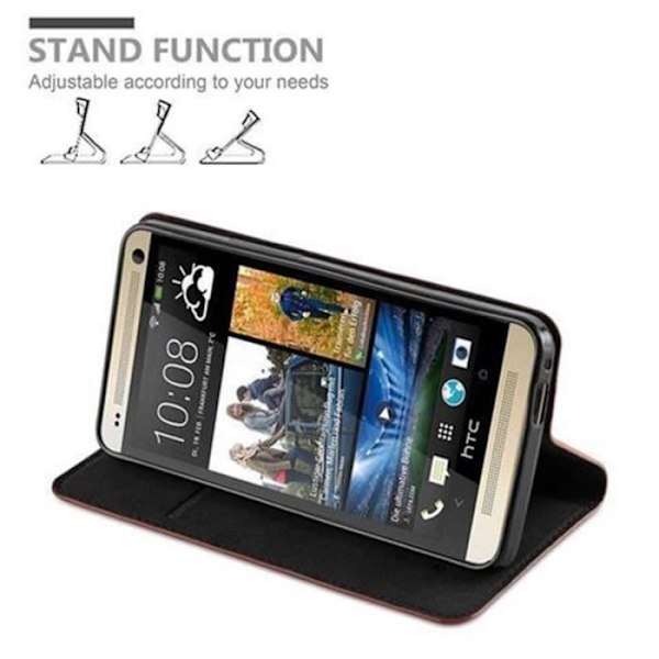 Cadorabo Fodral för HTC ONE M7 (1. Gen) MEDELBRUNT Osynlig magnetisk STÄNGNING Fodral Fodral stöder stativ och kortplats