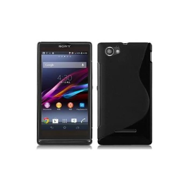 Sony Xperia M JET BLACK Fodral Cadorabo DESIGN S Gel TPU Silikonskydd Fodral Cover Ultra Slim Bumper