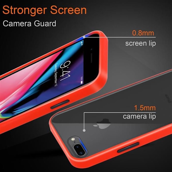 Skydd för Apple iPhone 6 PLUS / 6S PLUS / 7 PLUS / 7S PLUS / 8 PLUS Fodral i Frostig Röd - Svarta Knappar Case Etui Cover Vit