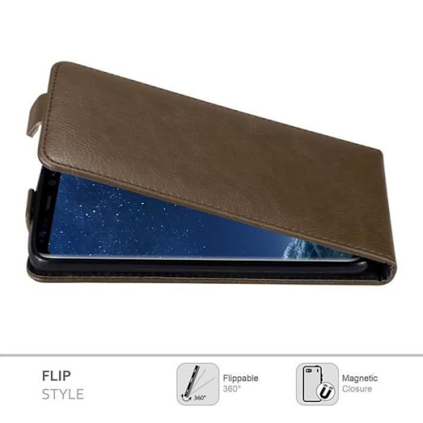 Coque - CADORABO - Samsung Galaxy S8 PLUS - Syntetiskt läder - Brun - Magnetisk stängning kastanj