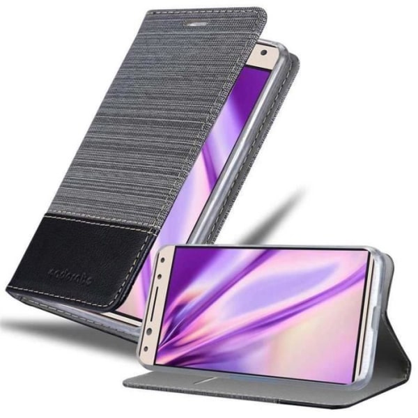 Coque - CADORABO - Alcatel 5 - Grå Svart - Syntetläder - Magnetstängning Mörkgrå
