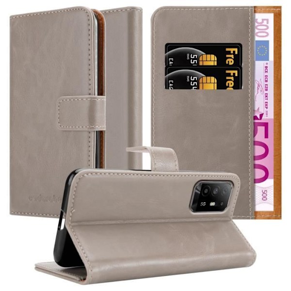 Fodral - CADORABO - Oppo A94 5G - Läderimitation - Brun - Stativfunktion Brun