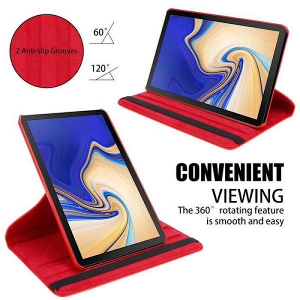 Skyddsfodral - Cadorabo - Samsung Galaxy Tab S4 - Röd - Inbyggt stativ - Utan automatisk väckning Röd