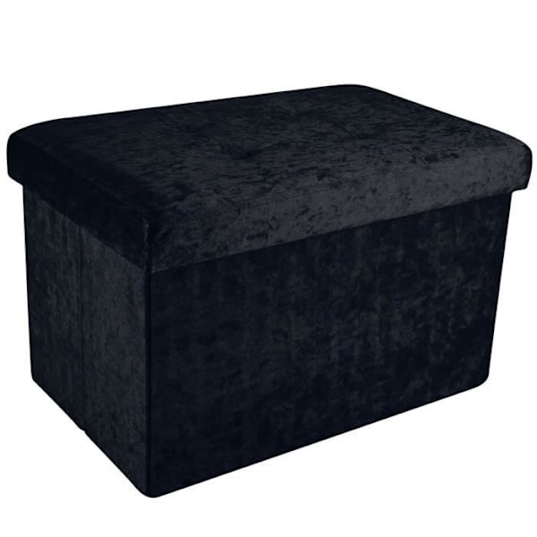 Intirilife Folding Ottoman 49x30x30 cm i Black Velvet - Dekorativ förvaringslåda med sammetsöverdrag Pall Trunk Seat