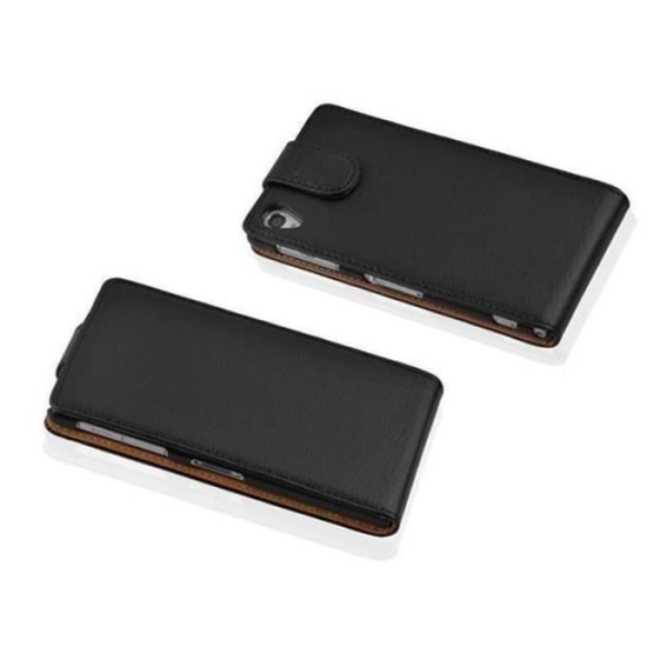 Cadorabo Sony Xperia Z2 DESIGN FLIP Style Fodral Fodral i konstläder Struktur JET SVART