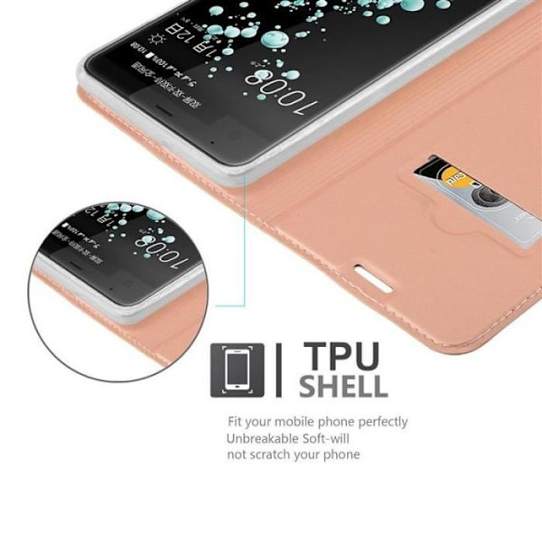 Cadorabo Fodral till HTC U ULTRA i CLASSY ROSE GOLD - Skyddsfodral med magnetlås, horisontellt stativ och kortplats -