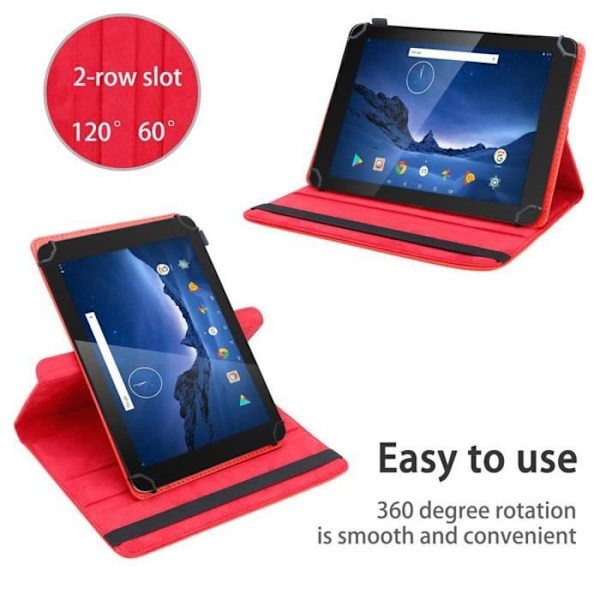 Tablettfodral - CADORABO - Dragon Touch V10 - Läderimitation - 360° skydd - Stativfunktion Röd