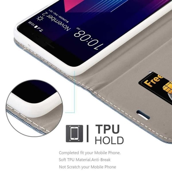 Fodral till HTC U11 PLUS - CADORABO - Mörkblå Svart - Läderimitation - Magnetisk stängning - Horisontellt stativ mörkblå svart