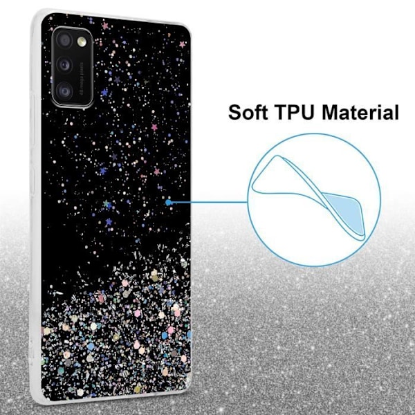 Coque - CADORABO - Samsung Galaxy A41 - Svart - Glitter - Skydd av silikon TPU Svart