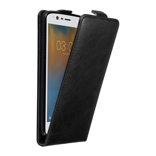 Flip-fodral - CADORABO - Nokia 3 2017 - Imiterat läder - Svart - Magnetstängning Svart