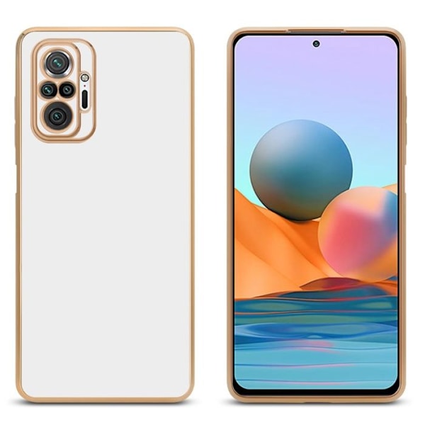 Housse för Xiaomi RedMi NOTE 10 PRO Fodral i Glansigt Vitt - Guld Etui Case Cover Silikon TPU och skydd för kameran Vit