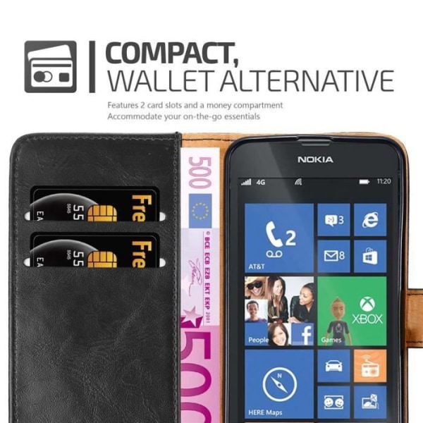 Skyddsfodral för Nokia Lumia 520/521 - CADORABO - Svart Onyx - Syntetläder - Ställfunktion - Fullständigt skydd Kolsvart