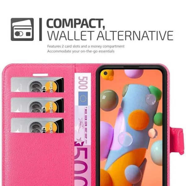 Coque - CADORABO - Samsung Galaxy A11 - Similicuir - Rosa - Funktion som stöd för boken Rosa