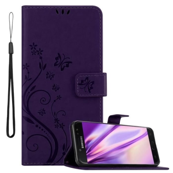 Cadorabo Fodral för Samsung Galaxy J7 2018 i MÖRK LILAC BLOMMA Skyddsfodral Blommig