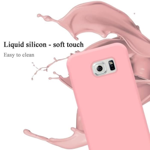 Cadorabo Fodral för Samsung Galaxy S6 EDGE i LIQUID Pink Cover Protection Flexibelt TPU silikonskydd