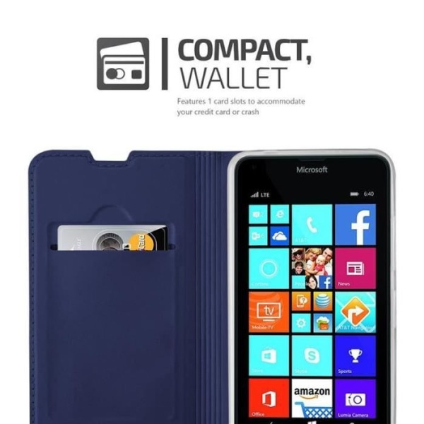 Nokia Lumia 640 Fodral i KLASSIG MÖRKBLÅTT från Cadorabo (MATTE METALLIC Design) Fullt skyddsfodral med Flip Cover och