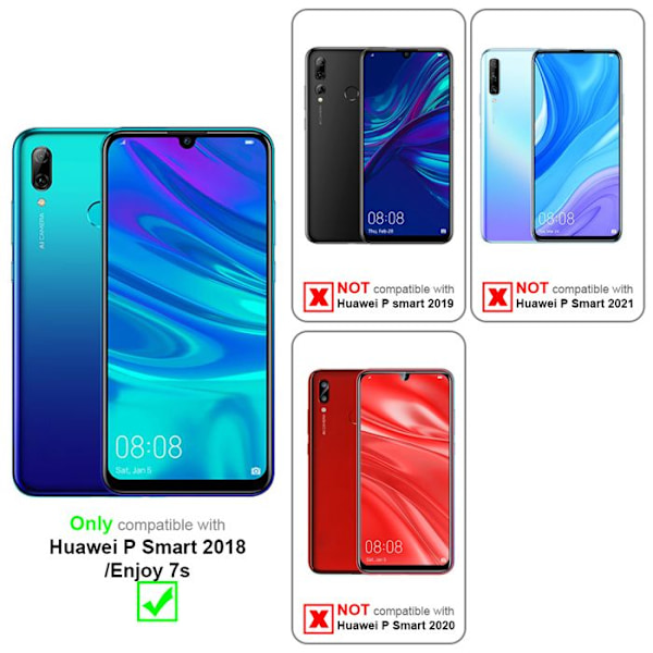 Cadorabo 3x härdat glas för Huawei Enjoy 7S i HÖG TRANSPARENT - Paket med 3 skärmskydd i härdat glas för display - Vit