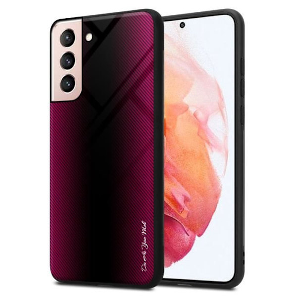 Fodral till Samsung Galaxy S21 5G Skal i CRAMIN ROSE Fodral Skydd i härdat glas och TPU silikon Rosa