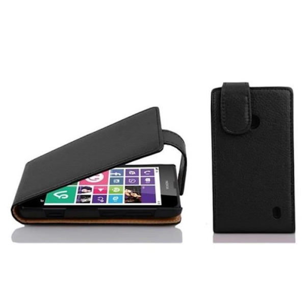 Cadorabo Fodral Nokia Lumia 630 / 635 DESIGN FLIP Style Fodral Fodral Imiterat läder Struktur JET SVART