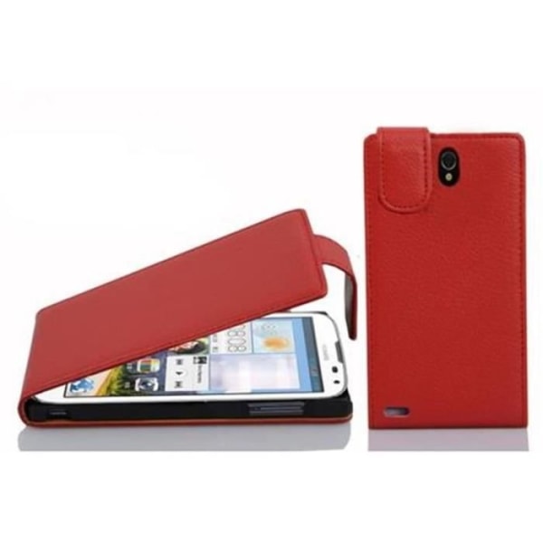 Cadorabo Coque Huawei ASCEND G610 DESIGN FLIP-stil Fodral Fodral i konstläder Struktur KÖRSBÄRSRÖD