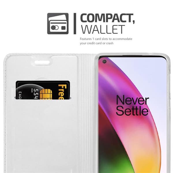 Flip-fodral för OnePlus 8 Etui i KLASSISK SILVER Plånbok Stötsäker Grå