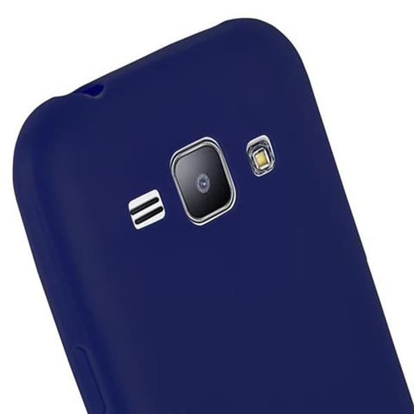 Skyddsfodral för Samsung Galaxy J1 2015 CANDY MÖRKBLOMMA Stötsäker Silikon Blå