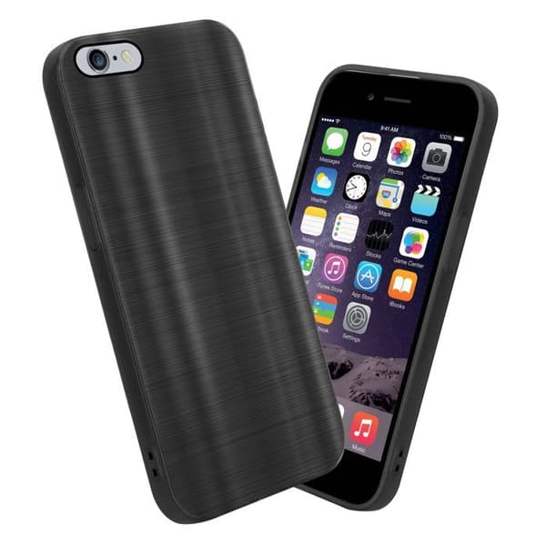 Skal för iPhone 6 PLUS / 6S PLUS Borstad Svart Kamera Skydd Svart
