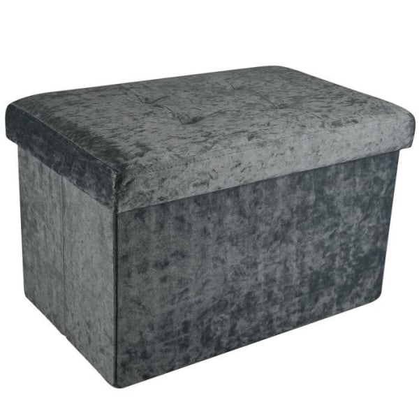 Intirilife hopfällbar sittpuff 49x30x30 cm Grey Velvet - Dekorativ förvaringslåda med sammetsöverdrag Pall Trunk Seat