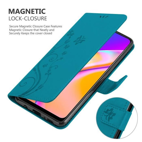 Coque för Oppo A94 5G - CADORABO - BLÅ BLOMMIG - Syntetiskt läder - Ställfunktion - Kortsidor BLOMMA BLÅ