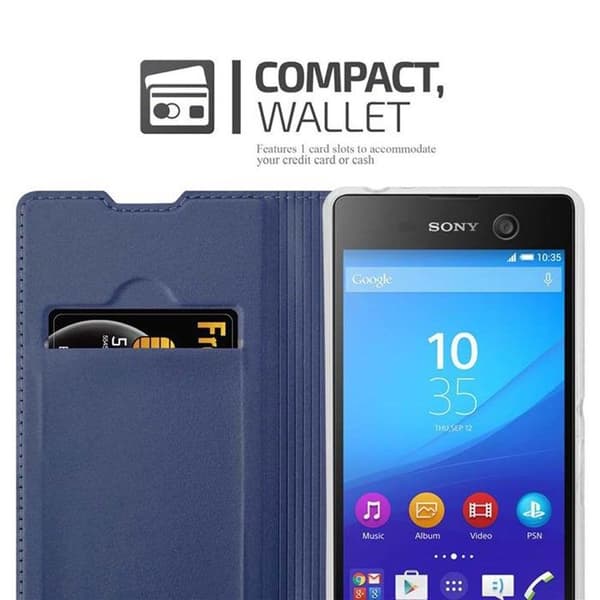 Flip-fodral för Sony Xperia M5 i MÖRKBLAU CLASSY Plånbok Stötsäker Blå
