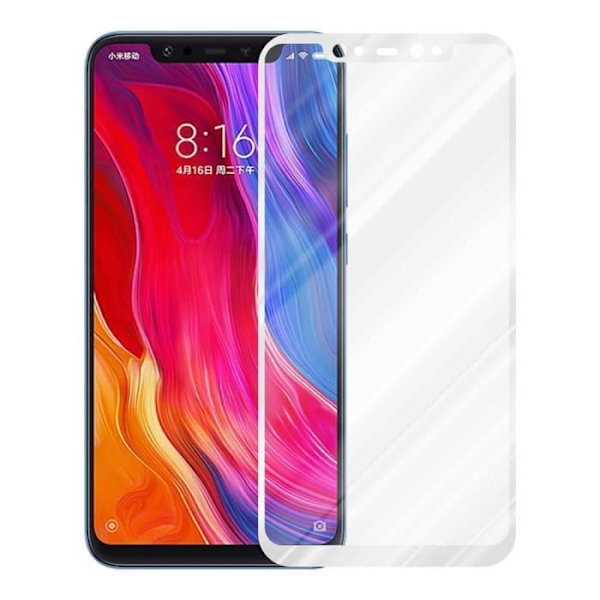 Skyddsfilm - CADORABO - Xiaomi Mi 8 - Härdat glas - Full täckning - Reptålig TRANSP, VIT
