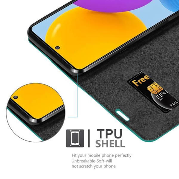 Coque - CADORABO - Samsung Galaxy M52 5G - Turquoise Pétrole - Magnetisk stängning - Ställfunktion Bensin Turkos