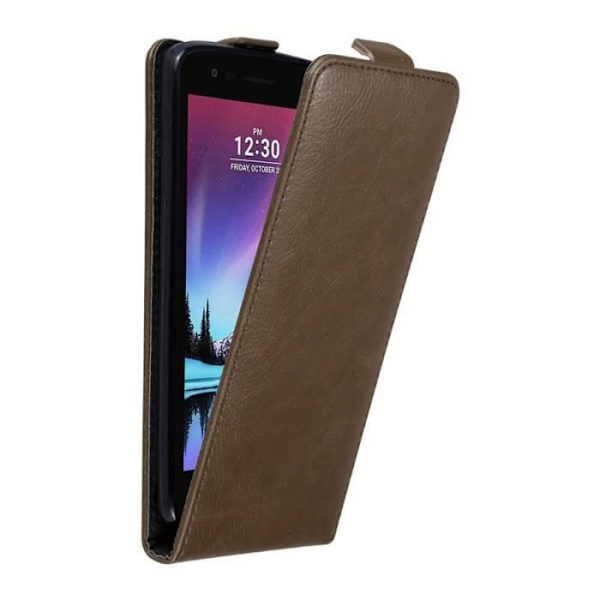 Coque - CADORABO - LG K4 2017 - Syntetiskt läder - Brun - Magnetstängning kastanj