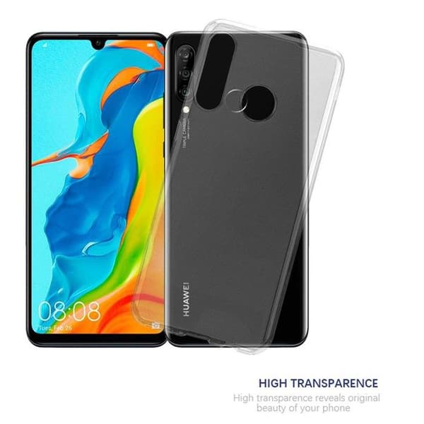 Transparent stötsäker silikonfodral för Huawei P30 LITE Vit