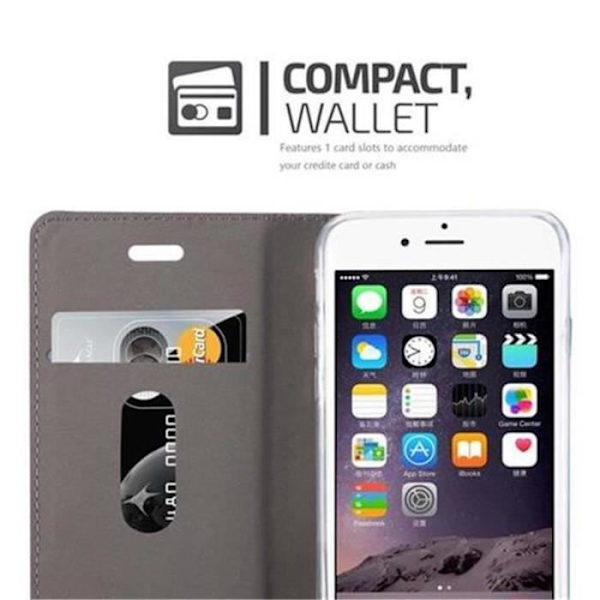 Apple iPhone 6 Fodral - iPhone 6S i MÖRKBLÅ BRUN från Cadorabo (TYG-LÄDERDESIGN) Helt skyddsfodral med flik
