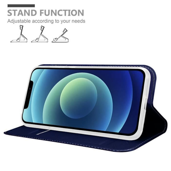 Cadorabo Fodral för Apple iPhone 12 MINI i CLASSY MÖRKBLÅT Skyddsfodral Magnetstängning Stativfunktion KLASSIG MÖRKBLÅ
