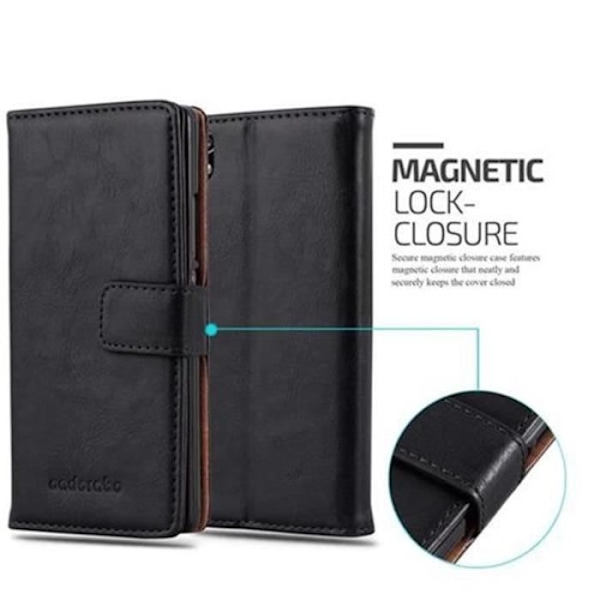 Cadorabo Huawei P7-fodral JET BLACK LYX Magnetisk skyddsfodral som stöder stativ och kortplats