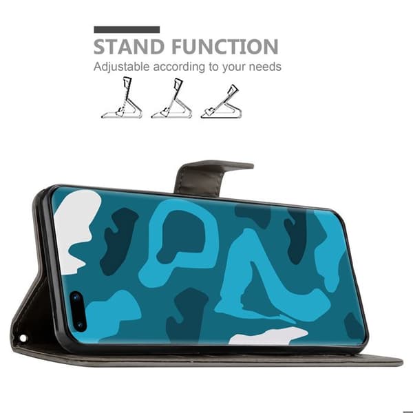 Fodral med lock för Huawei P40, Grå Blommig Design, Plånboksfodral Grå