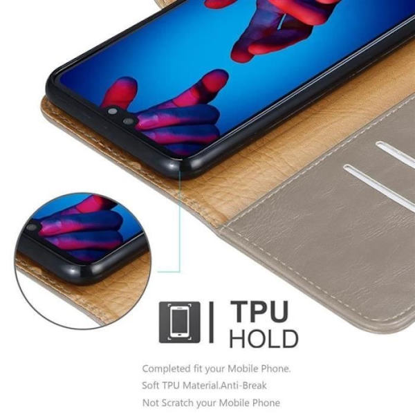 Fodral - CADORABO - Huawei P20 - Läderimitation - Brun - Horisontell stativfunktion kastanj