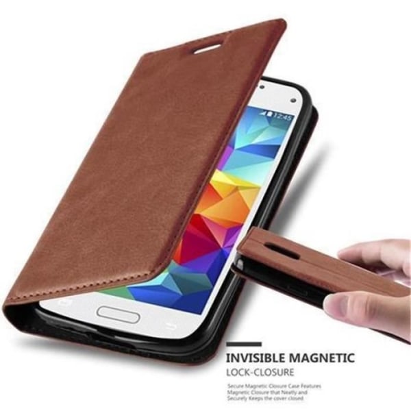 Samsung Galaxy S5 MINI - S5 MINI DUOS-fodral i MEDIUMBRUN från Cadorabo (INVISIBLE MAGNETIC CLOSURE Design) Skyddsfodral