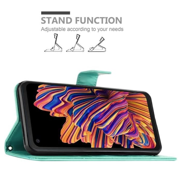 Coque - CADORABO - Samsung Galaxy XCover PRO - Turquoise Blommönster - Similicuir - Magnetisk Stängning Turkos