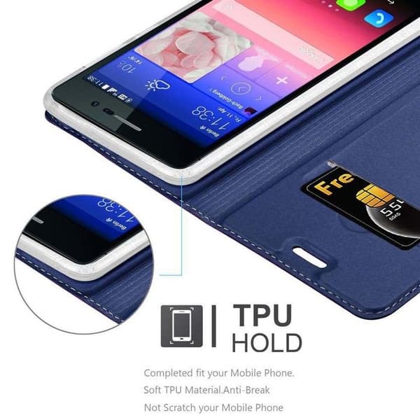 Flip-fodral för Huawei ASCEND P7 i MÖRKBLAU CLASSY Plånbok Stötsäker Blå