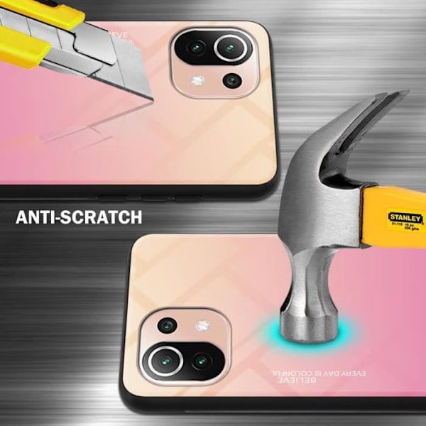 Coque - CADORABO - Xiaomi Mi 11 LITE (4G/5G) - Bicolor Gul/Rosa - Halkskydd - Trendig Design Gul, Rosa